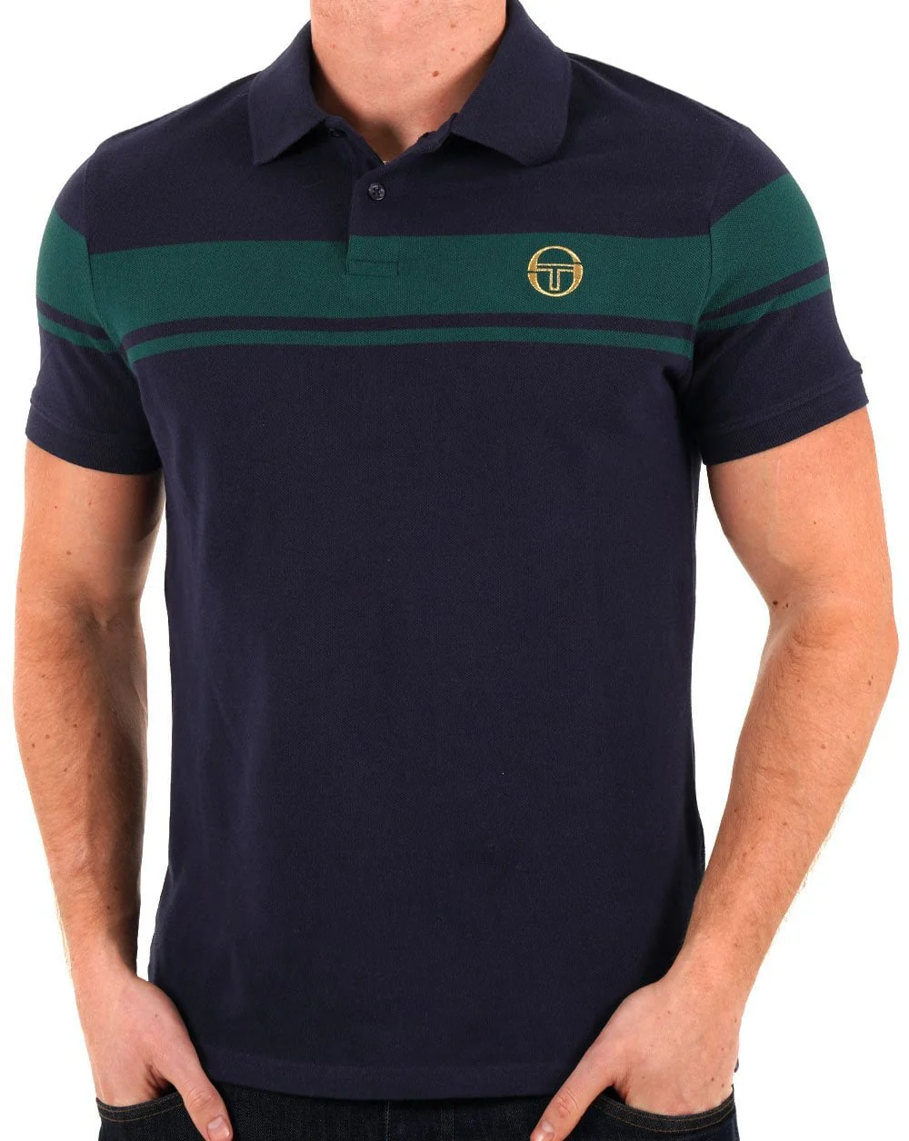 Sergio Tacchini Young Line Polo Shirt Navy Blue/Green - Image 3