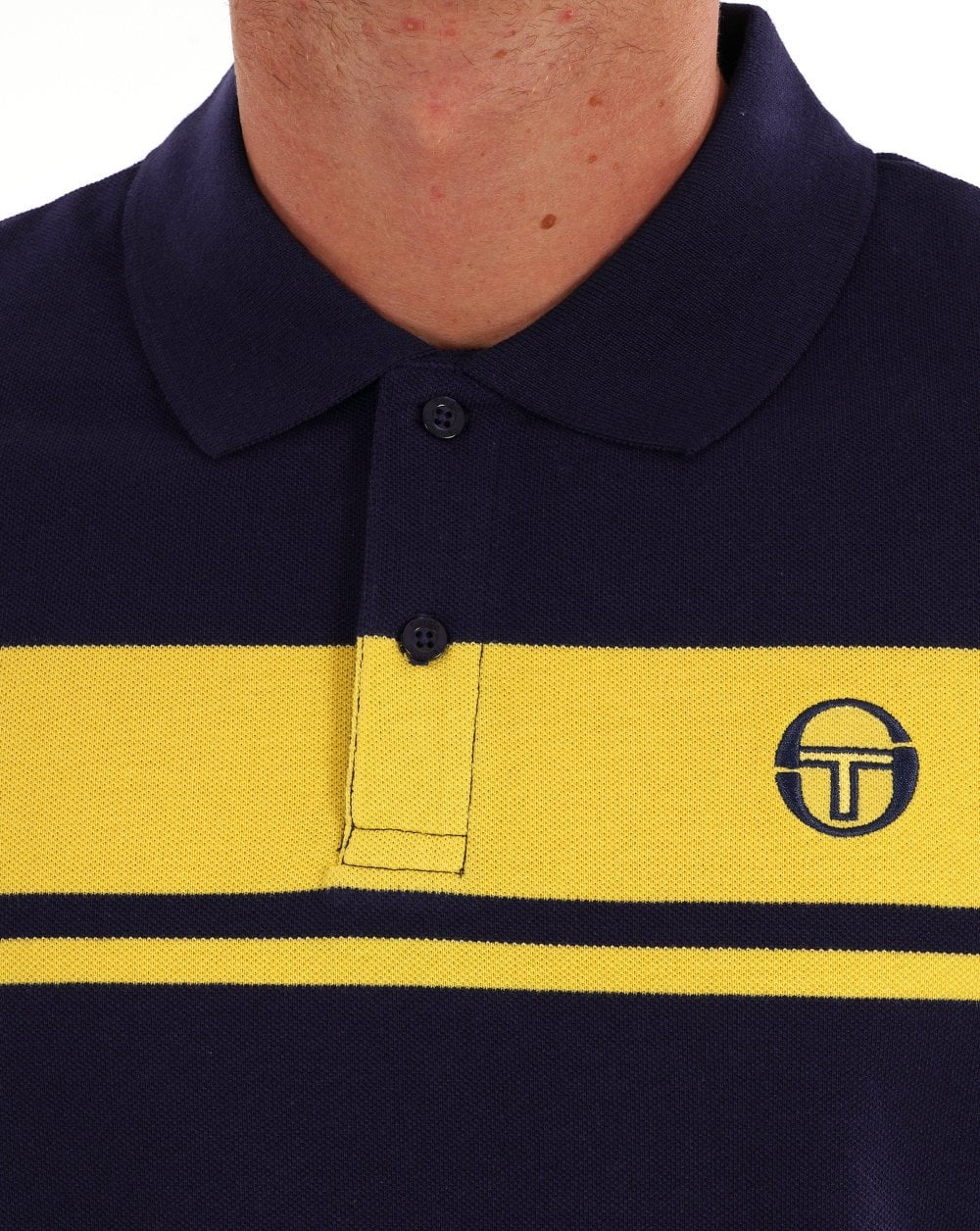 Sergio Tacchini Young Line Polo Shirt Navy Blue/Yellow - Image 2