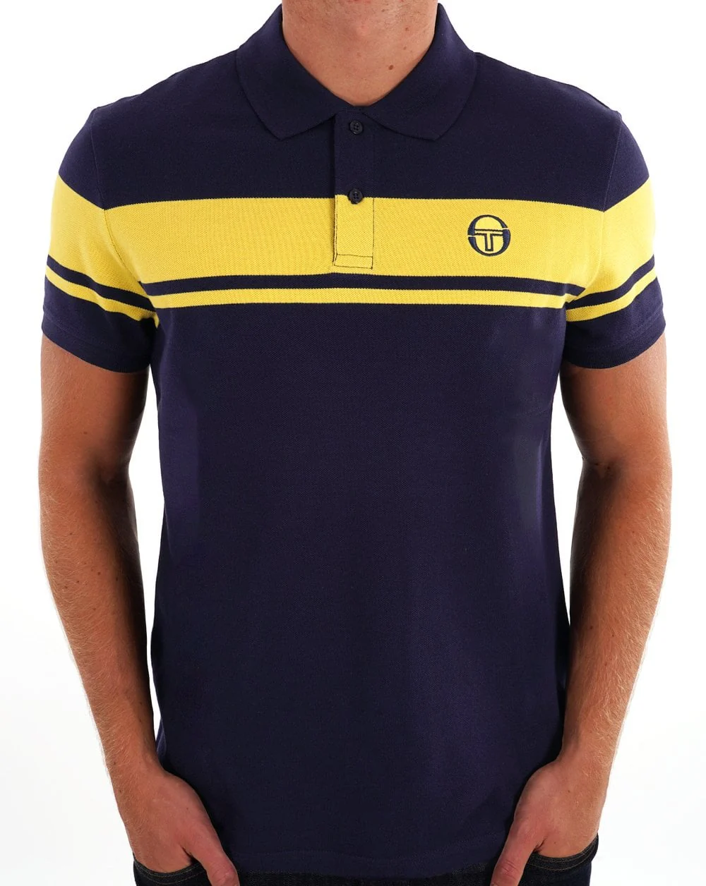 Sergio Tacchini Young Line Polo Shirt Navy Blue/Yellow - Image 3