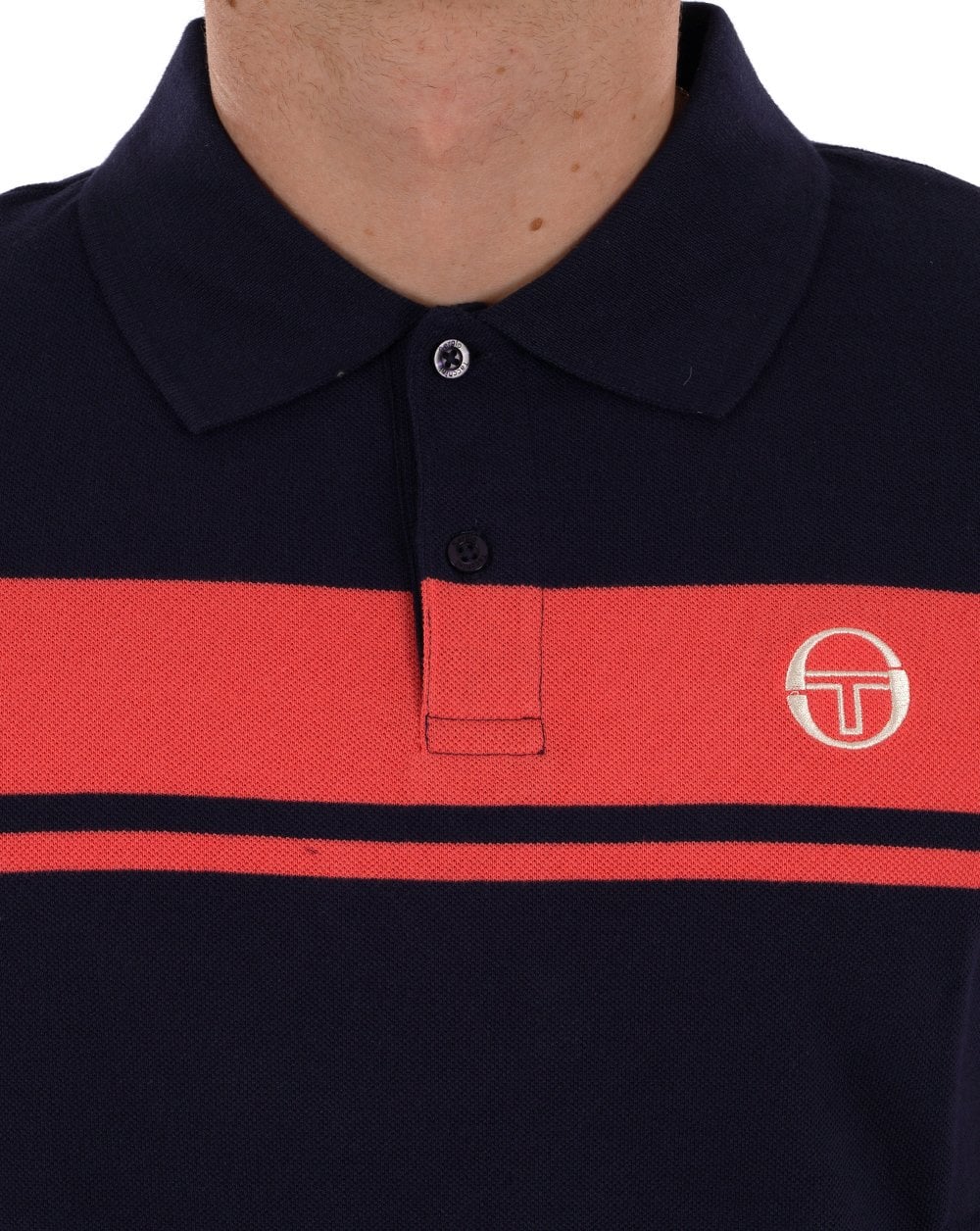 Sergio Tacchini Young Line Polo Shirt Navy Coral - Image 2