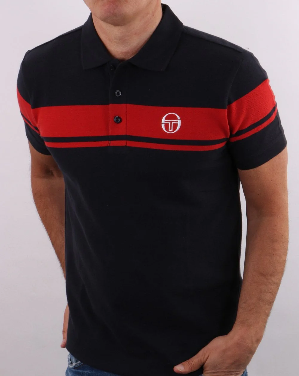 Sergio Tacchini Young Line Polo Shirt Navy/Red - Image 2