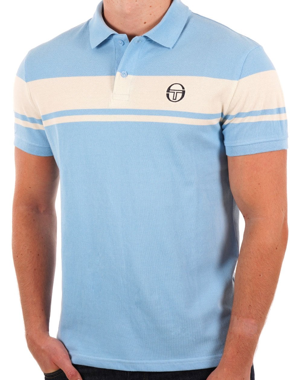 Sergio Tacchini Young Line Polo Shirt Sky Blue/Gardenia - Image 3