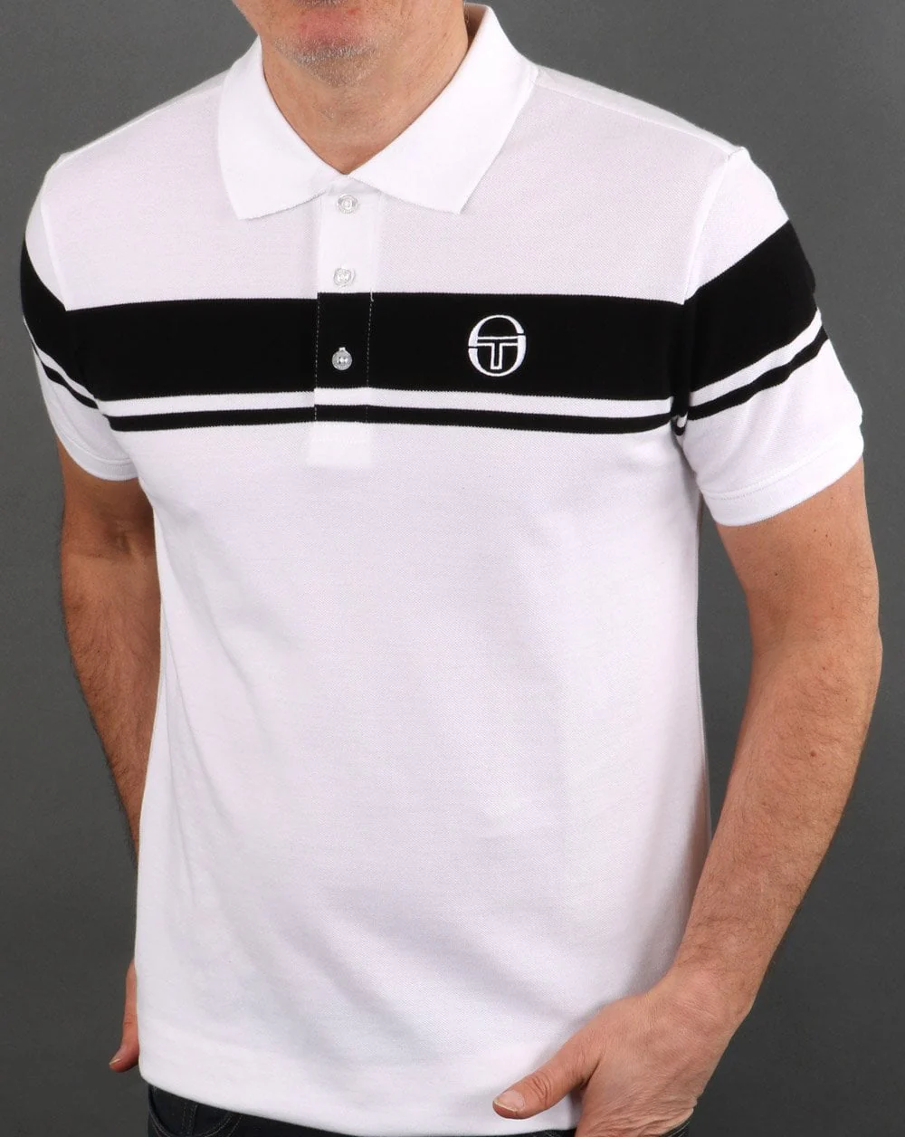 Sergio Tacchini Young Line Polo Shirt White/Black - Image 3