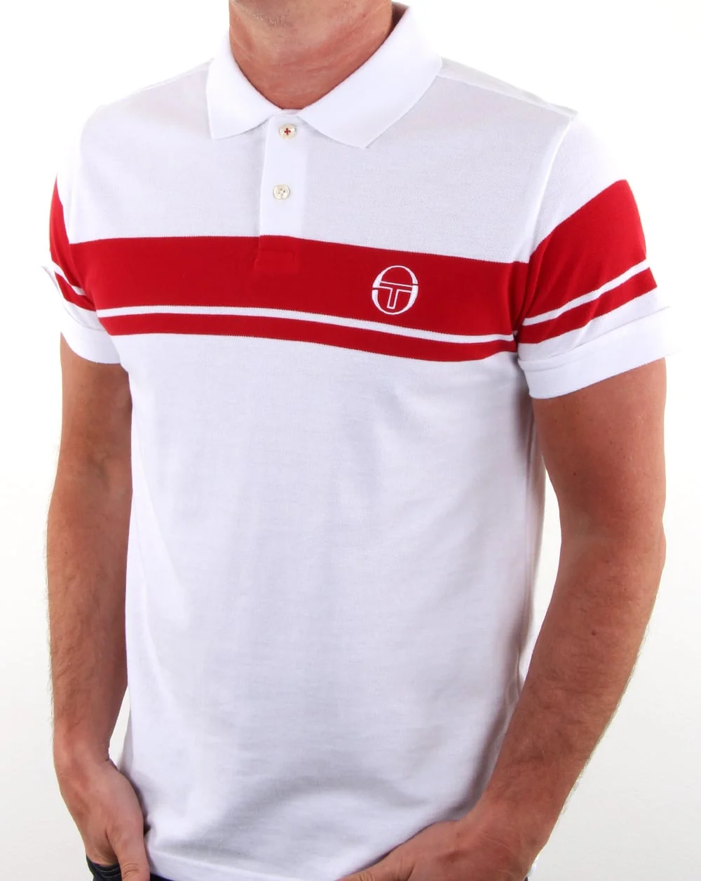 Sergio Tacchini Young Line Polo Shirt White/Red - Image 2