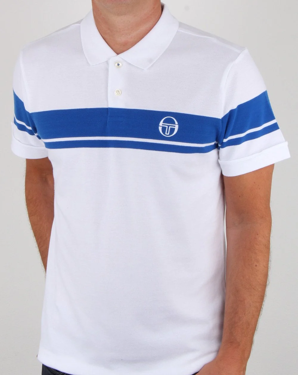 Sergio Tacchini Young Line Polo Shirt White/Royal - Image 3