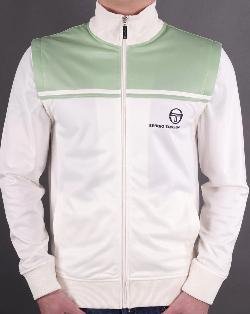 Sergio Tacchini Young Line Zip Off Track Top Gardenia Green