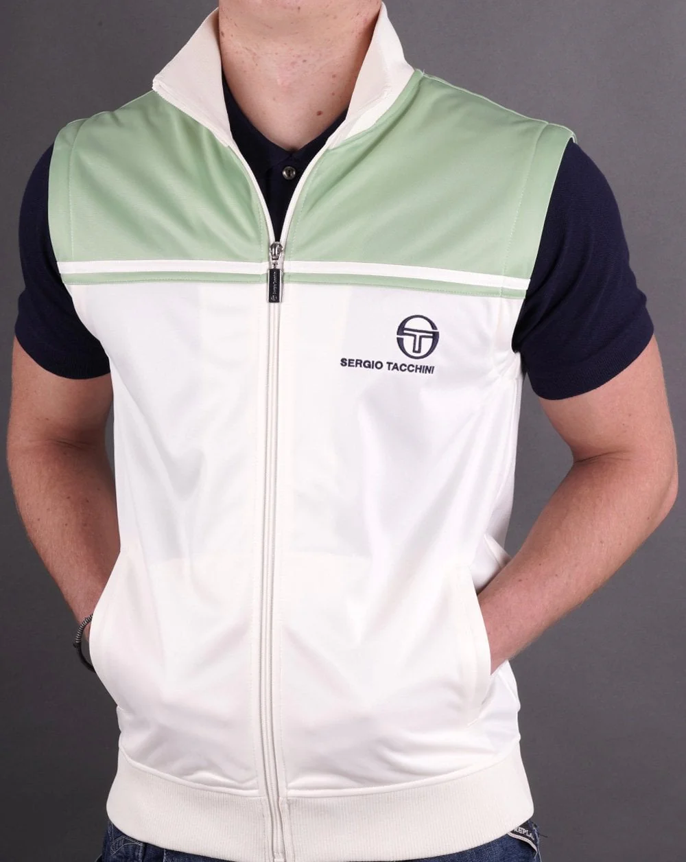 Sergio Tacchini Young Line Zip Off Track Top Gardenia Green - Image 2