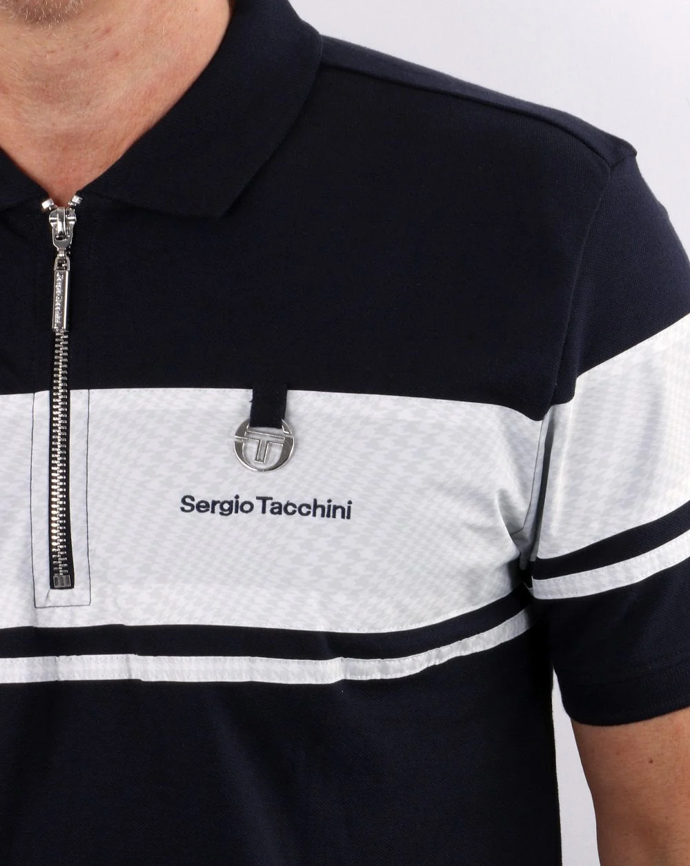 Sergio Tacchini Zip Polo Shirt Navy - Image 4
