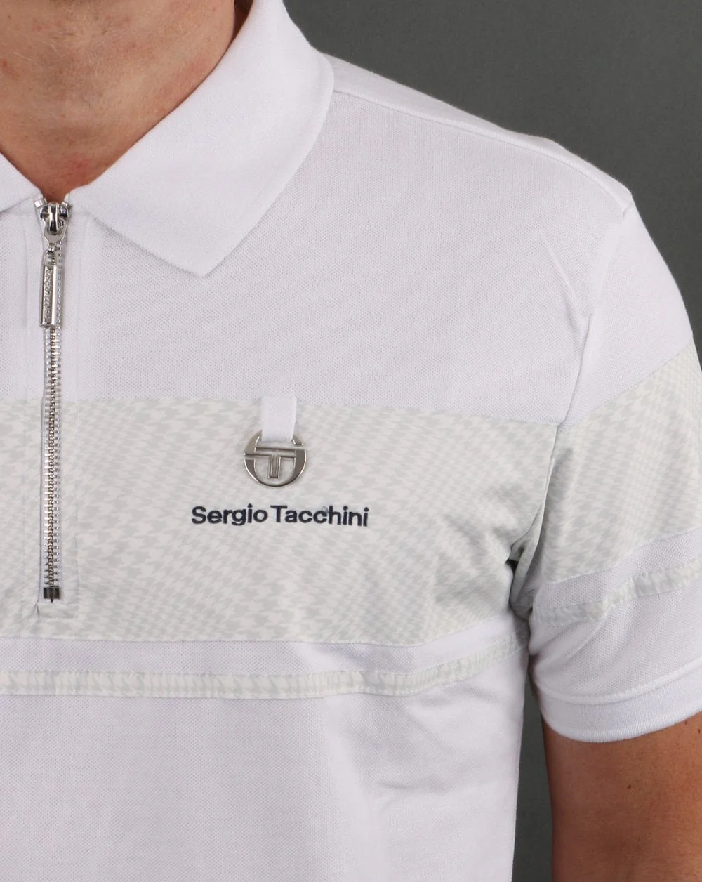 Sergio Tacchini Zip Polo Shirt White - Image 2