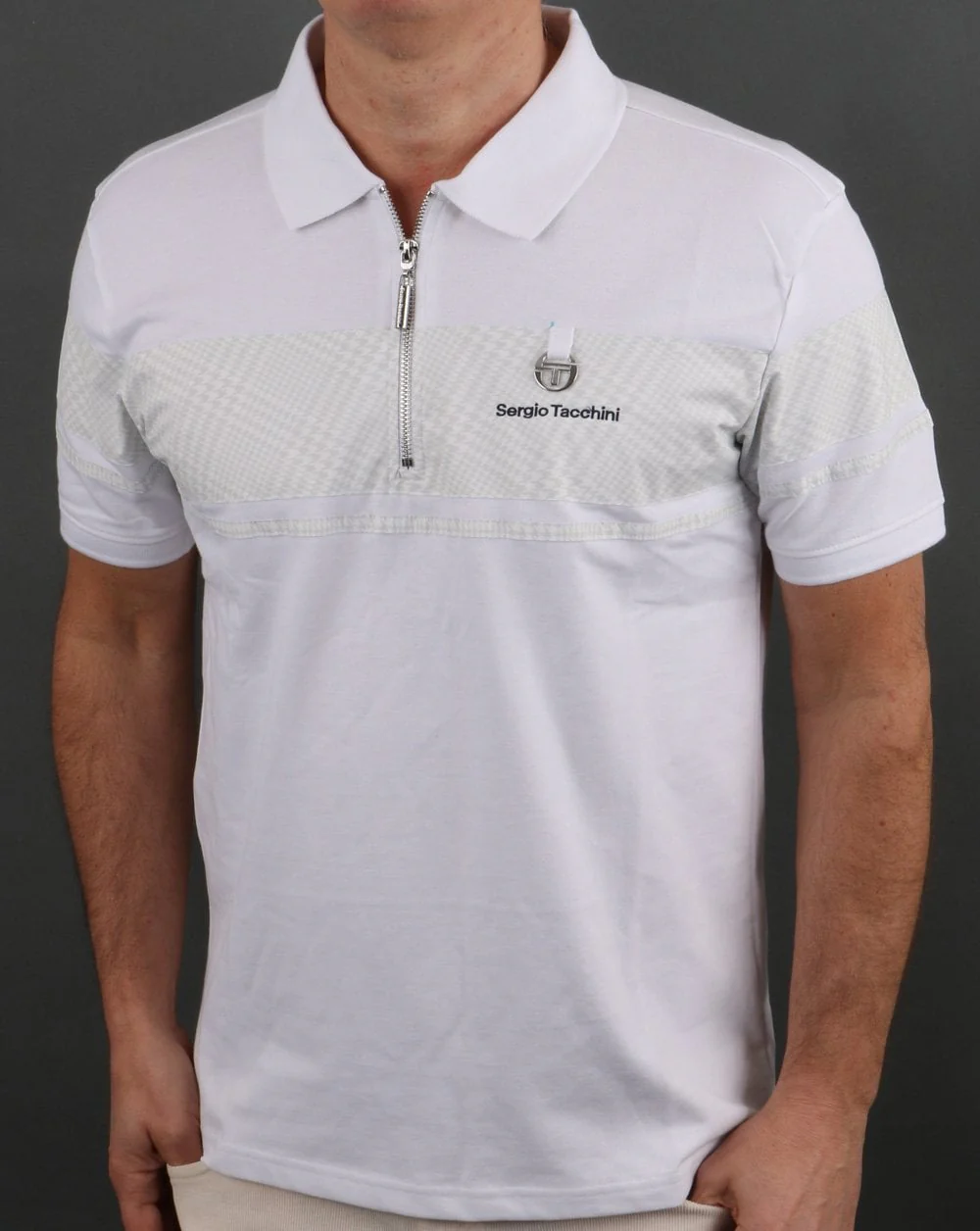 Sergio Tacchini Zip Polo Shirt White - Image 3
