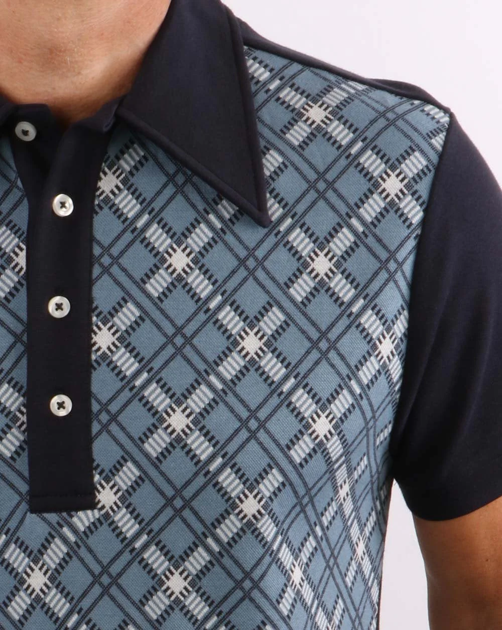 Ska & Soul Jacquard Knit Polo Navy - Image 2