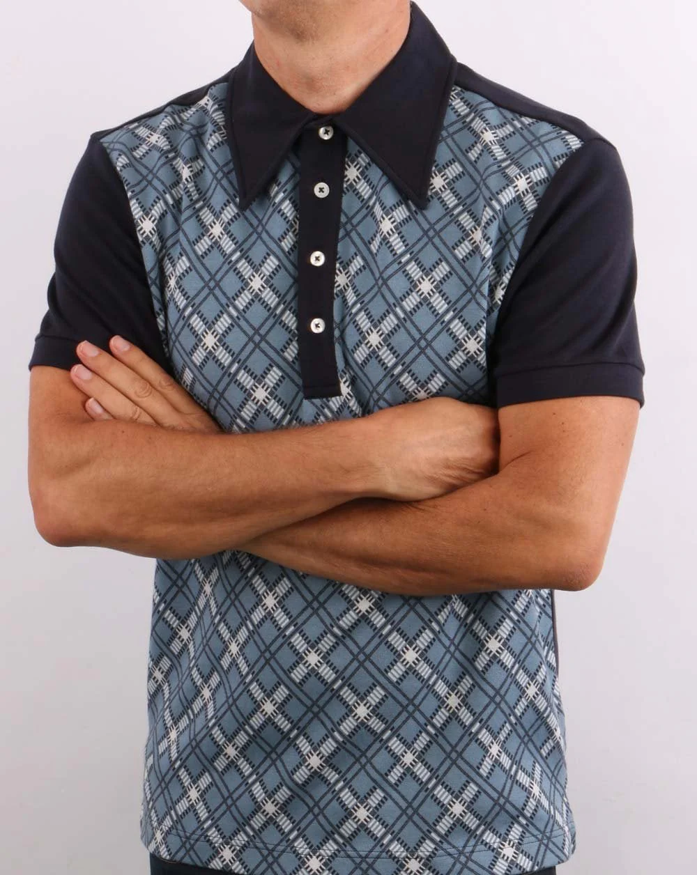 Ska & Soul Jacquard Knit Polo Navy - Image 3
