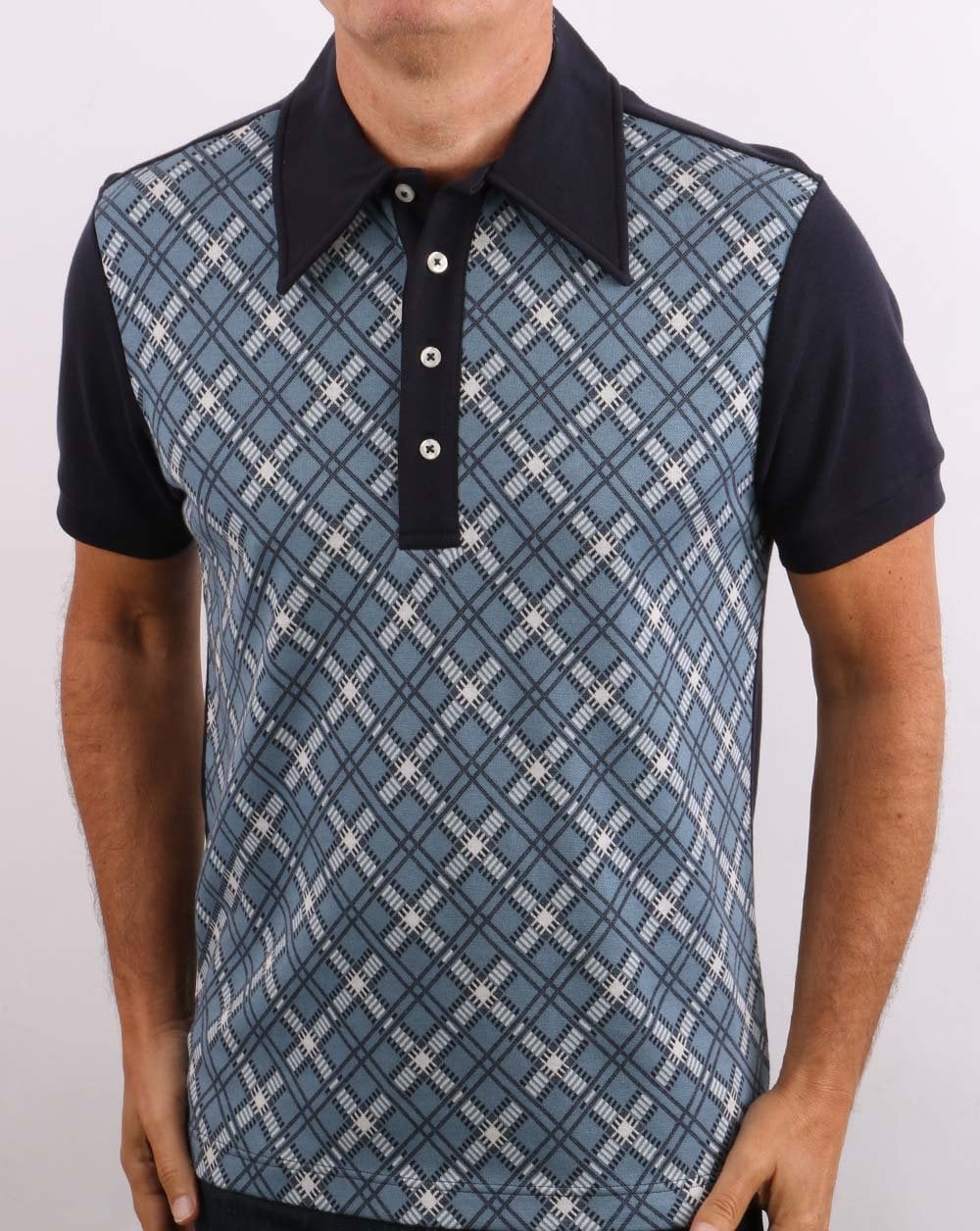 Ska & Soul Jacquard Knit Polo Navy - Image 4