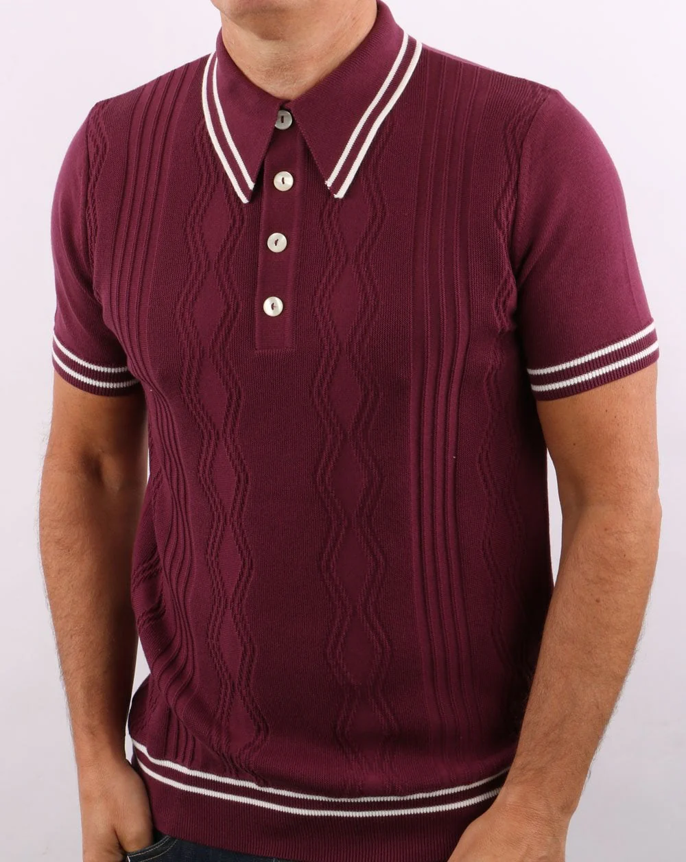 Ska & Soul Pointelle Knit Polo Port