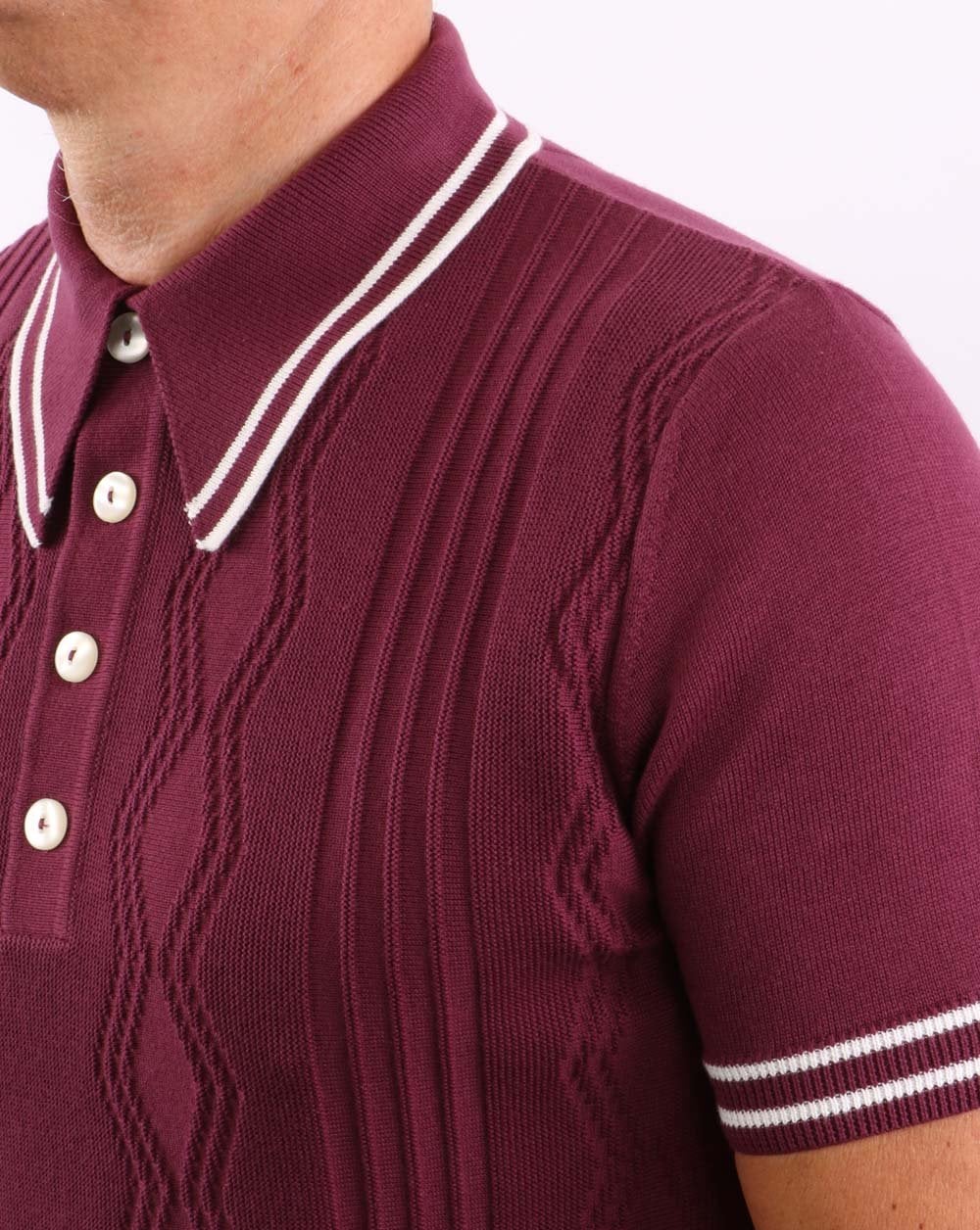 Ska & Soul Pointelle Knit Polo Port - Image 2