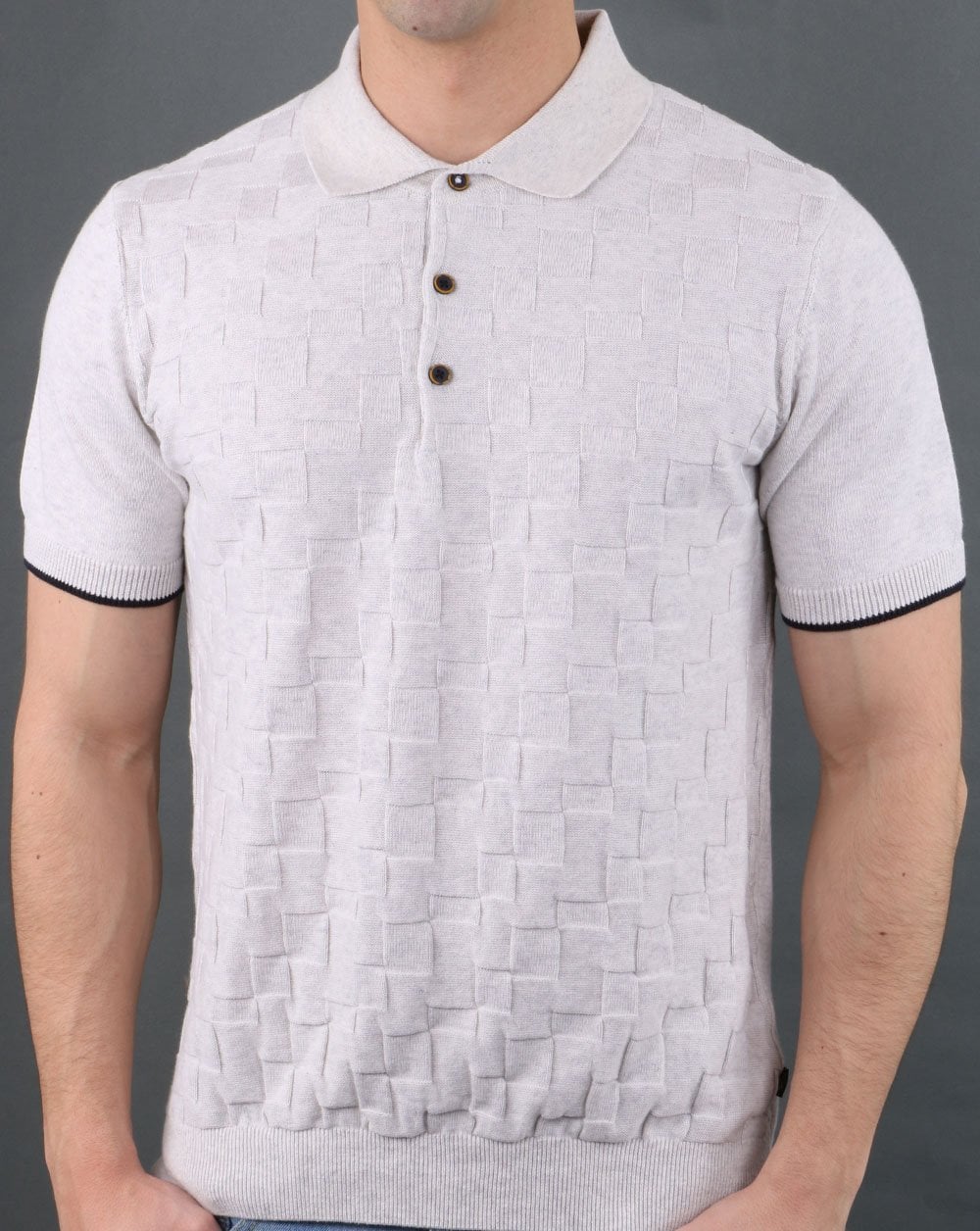 Textured Knit Polo Ecru