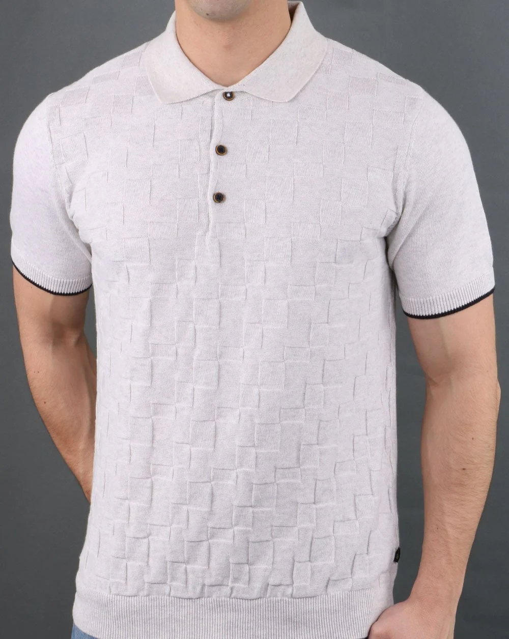 Textured Knit Polo Ecru - Image 2