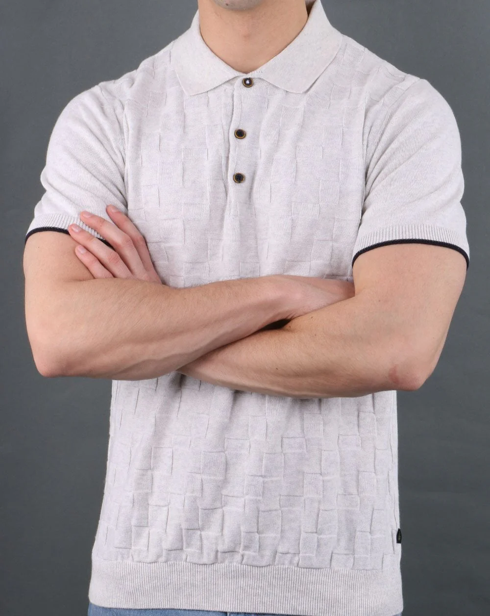 Textured Knit Polo Ecru - Image 3