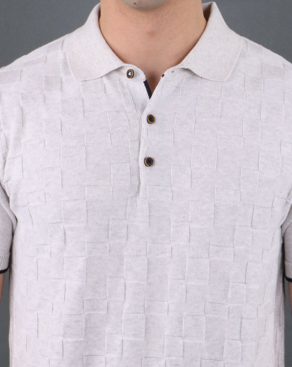 Textured Knit Polo Ecru - Image 4