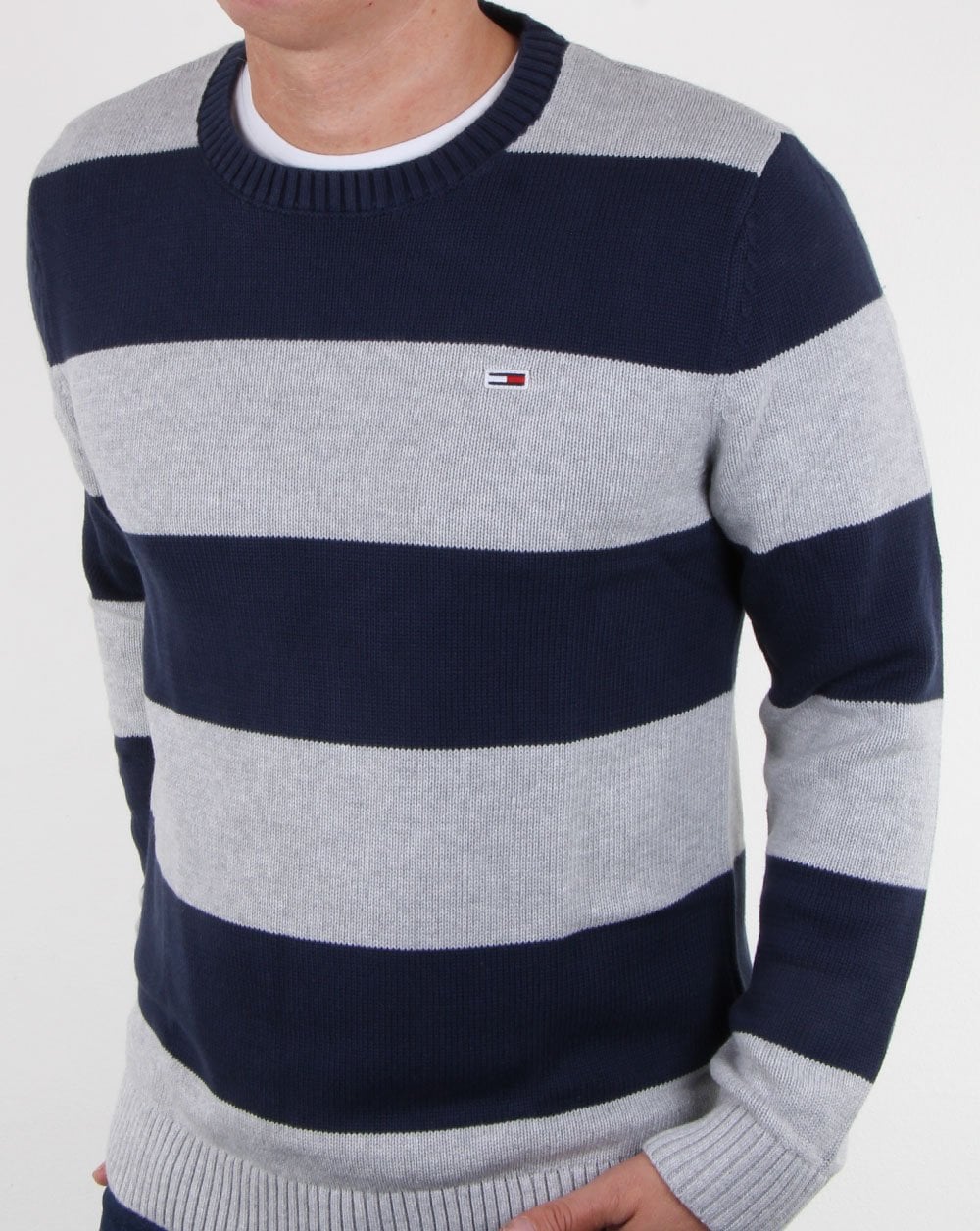 Tommy Hilfiger Block Sweater Light Grey Heather/Navy - Image 2