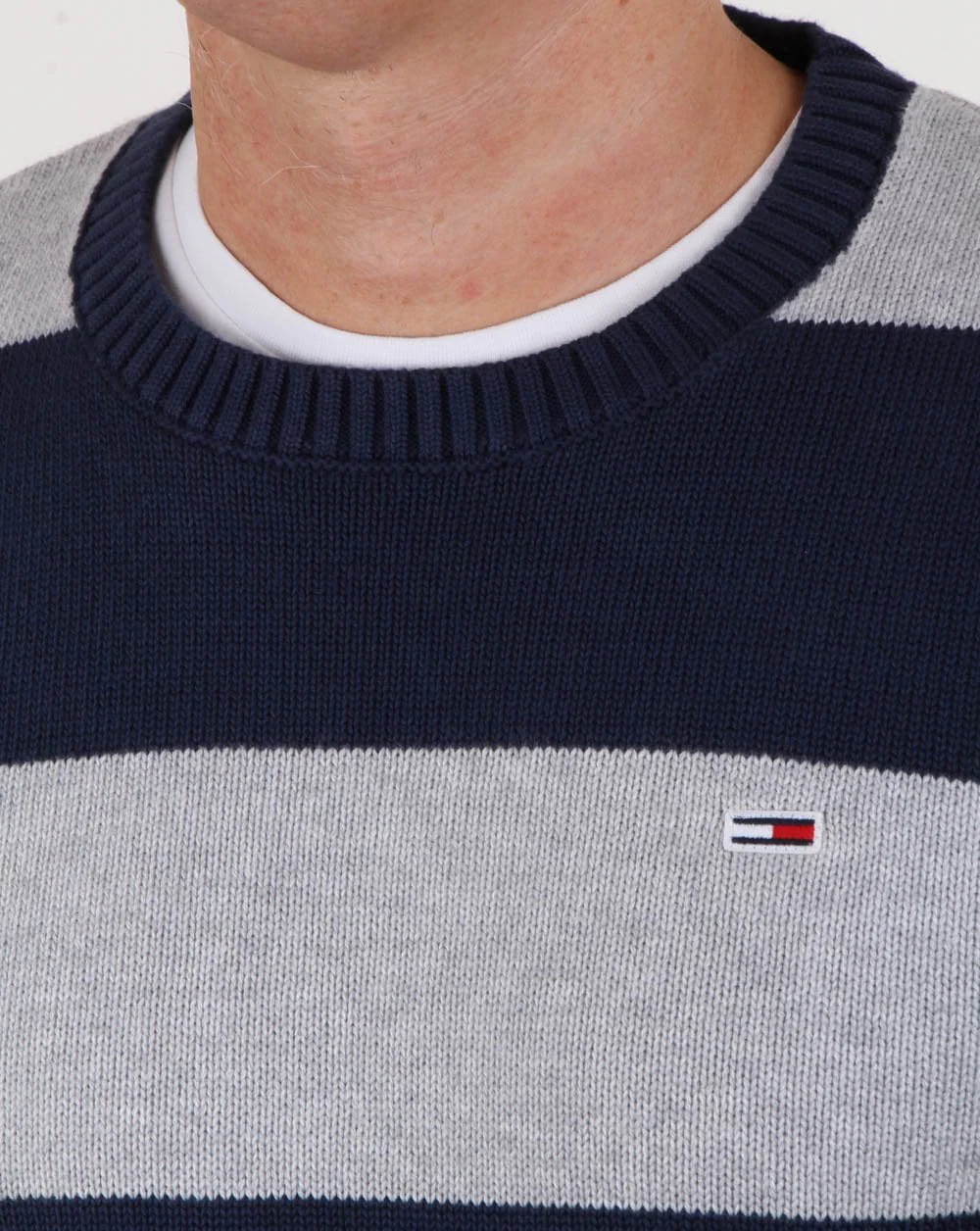 Tommy Hilfiger Block Sweater Light Grey Heather/Navy - Image 3