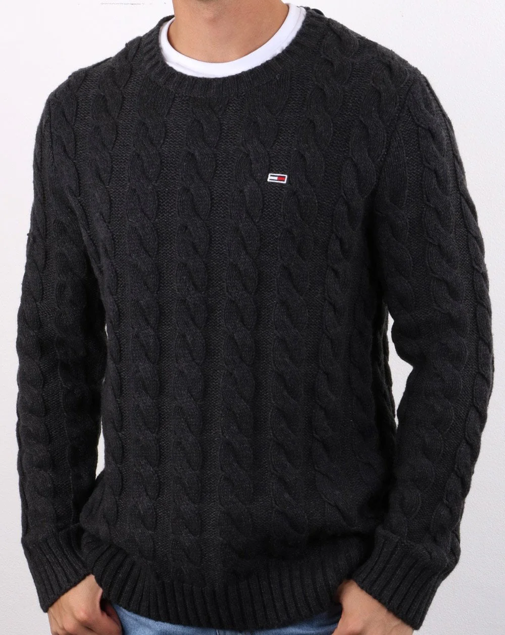Tommy Hilfiger Cable Knit Jumper Dark Grey