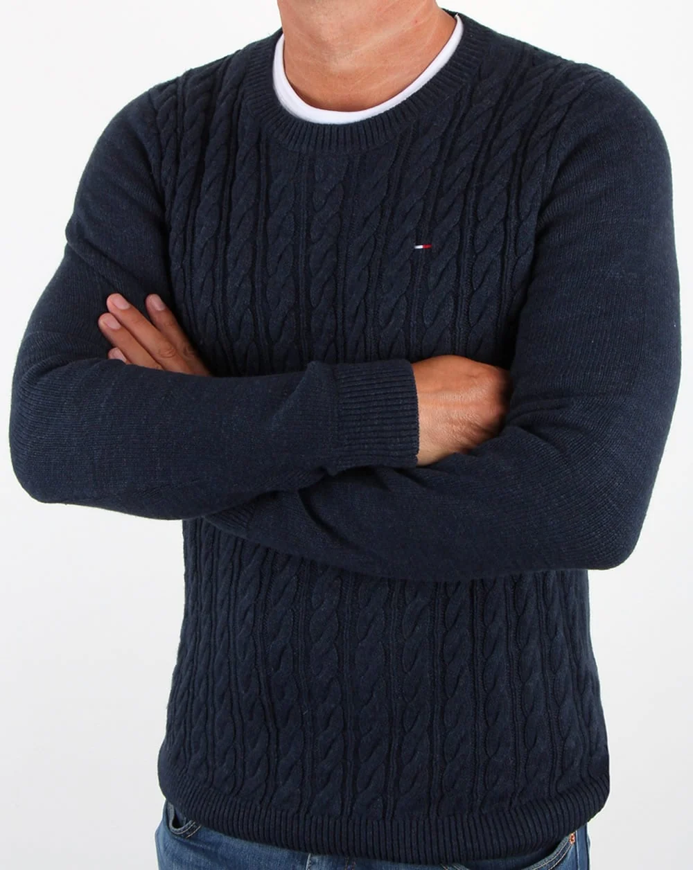 Tommy Hilfiger Cable Knit Jumper Navy - Image 3