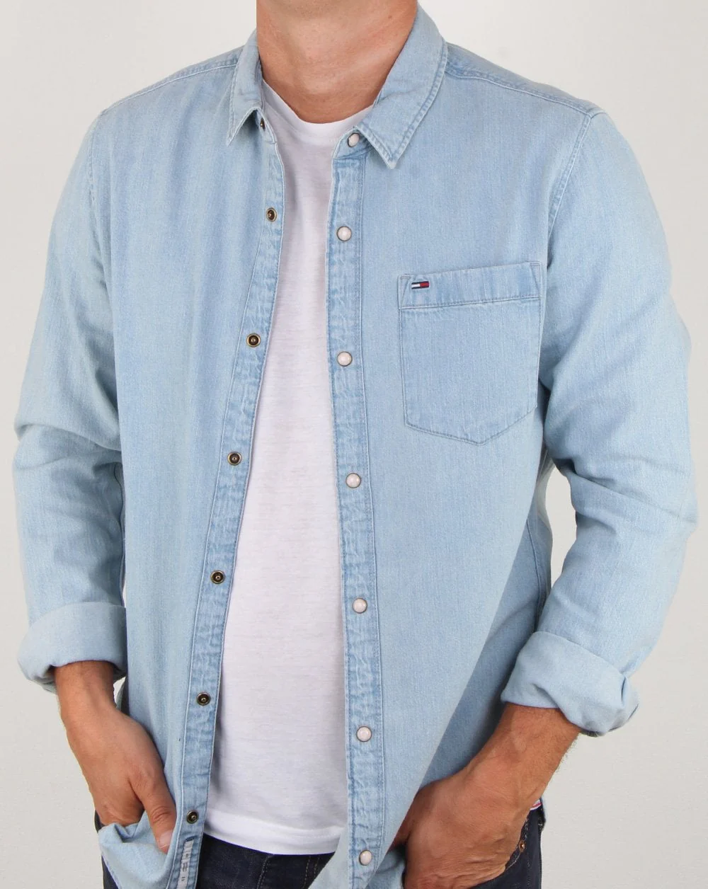 Tommy Hilfiger Classic Denim Shirt Blue - Image 4