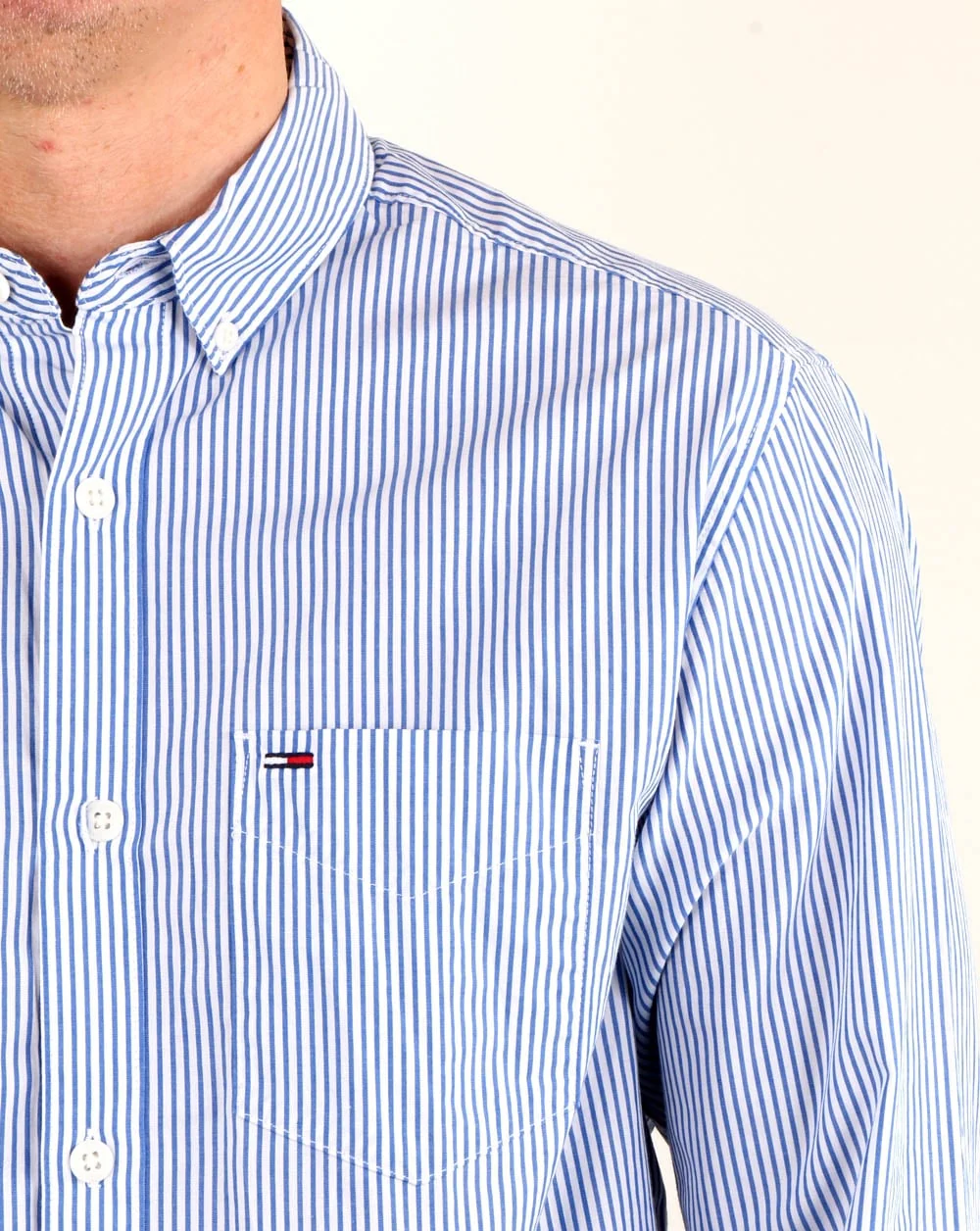Tommy Hilfiger Classic Stripe Shirt White Blue - Image 3
