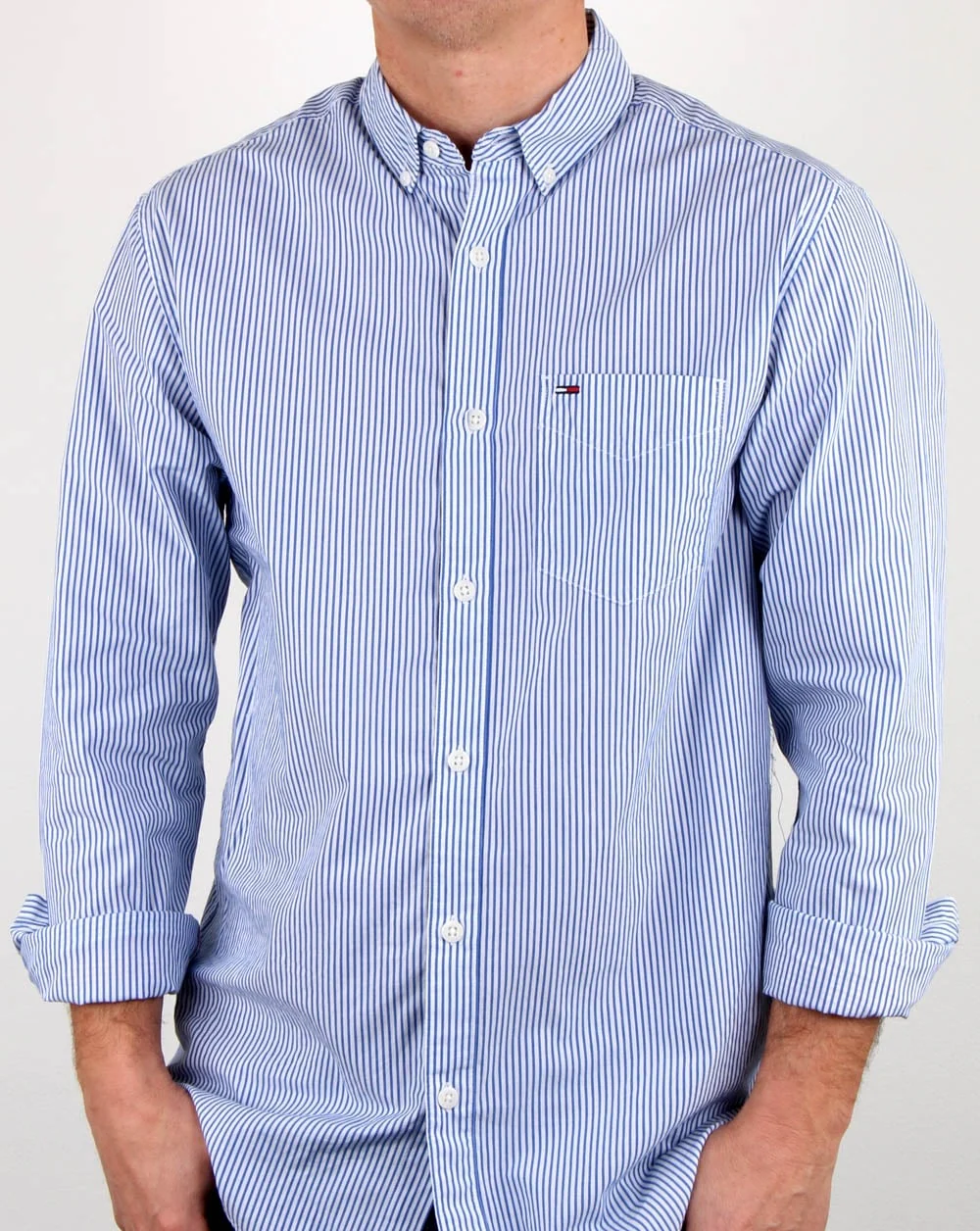 Tommy Hilfiger Classic Stripe Shirt White Blue - Image 4