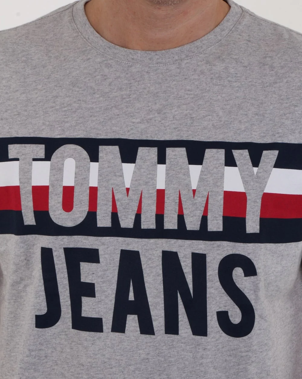 Tommy Hilfiger Colorblock Font T Shirt Light Grey Marl - Image 2