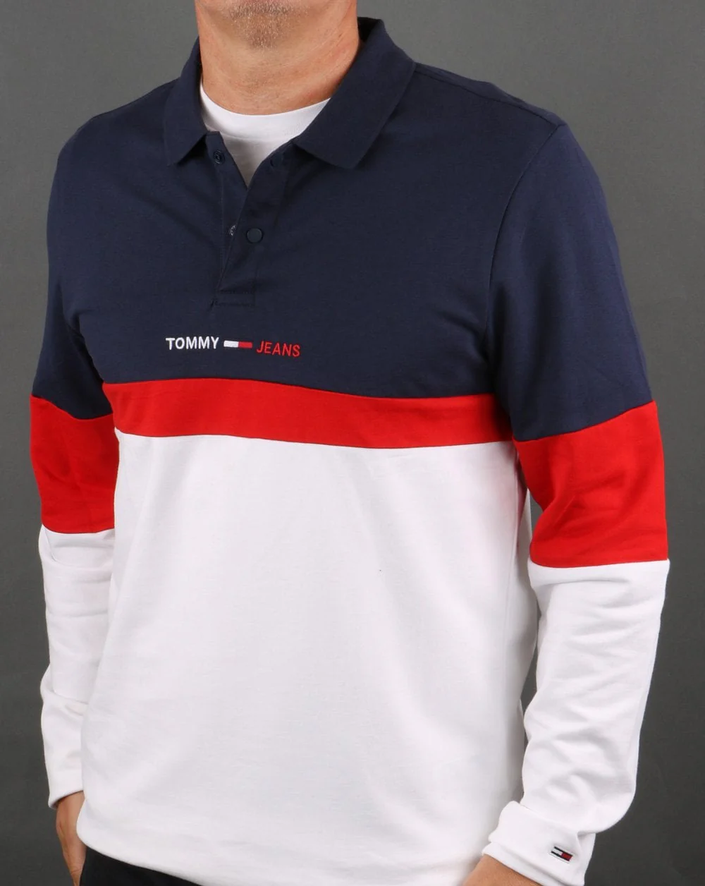 Tommy Hilfiger Colour Block Rugby Polo Navy/Red/White - Image 3