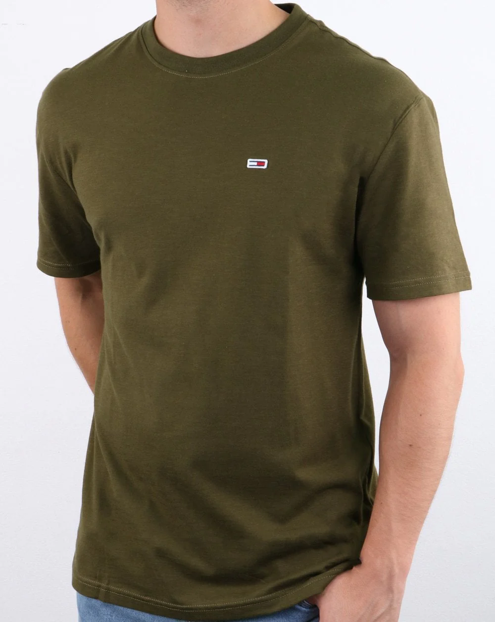 Tommy Hilfiger Contrast Neck Washed Tee Olive Night - Image 2
