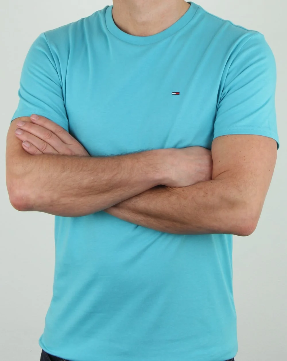 Tommy Hilfiger Cotton Crew Neck T Shirt Aqua Blue - Image 4