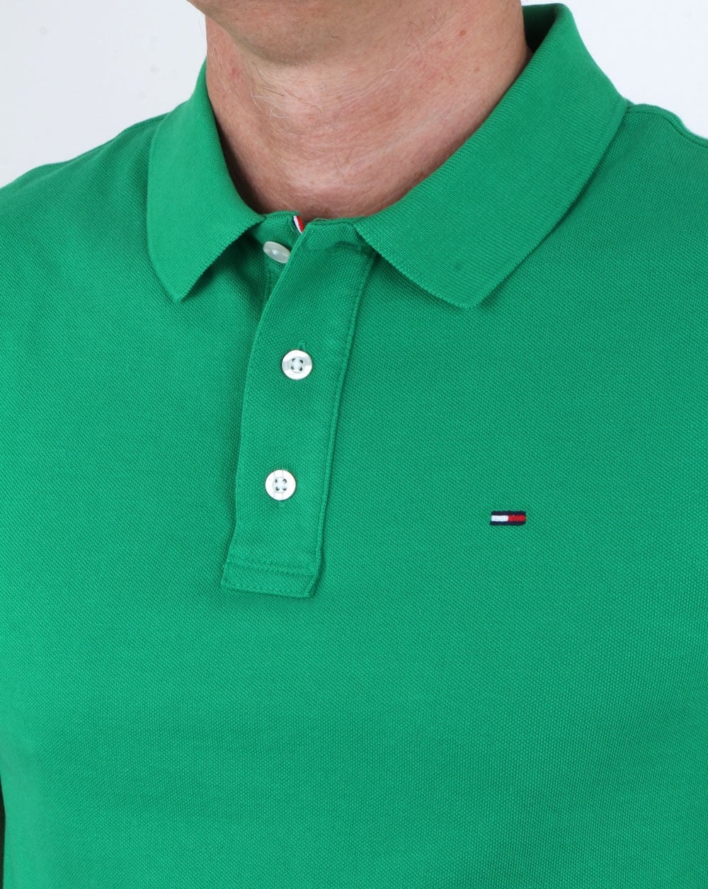 Tommy Hilfiger Cotton Pique Polo Shirt Green - Image 2
