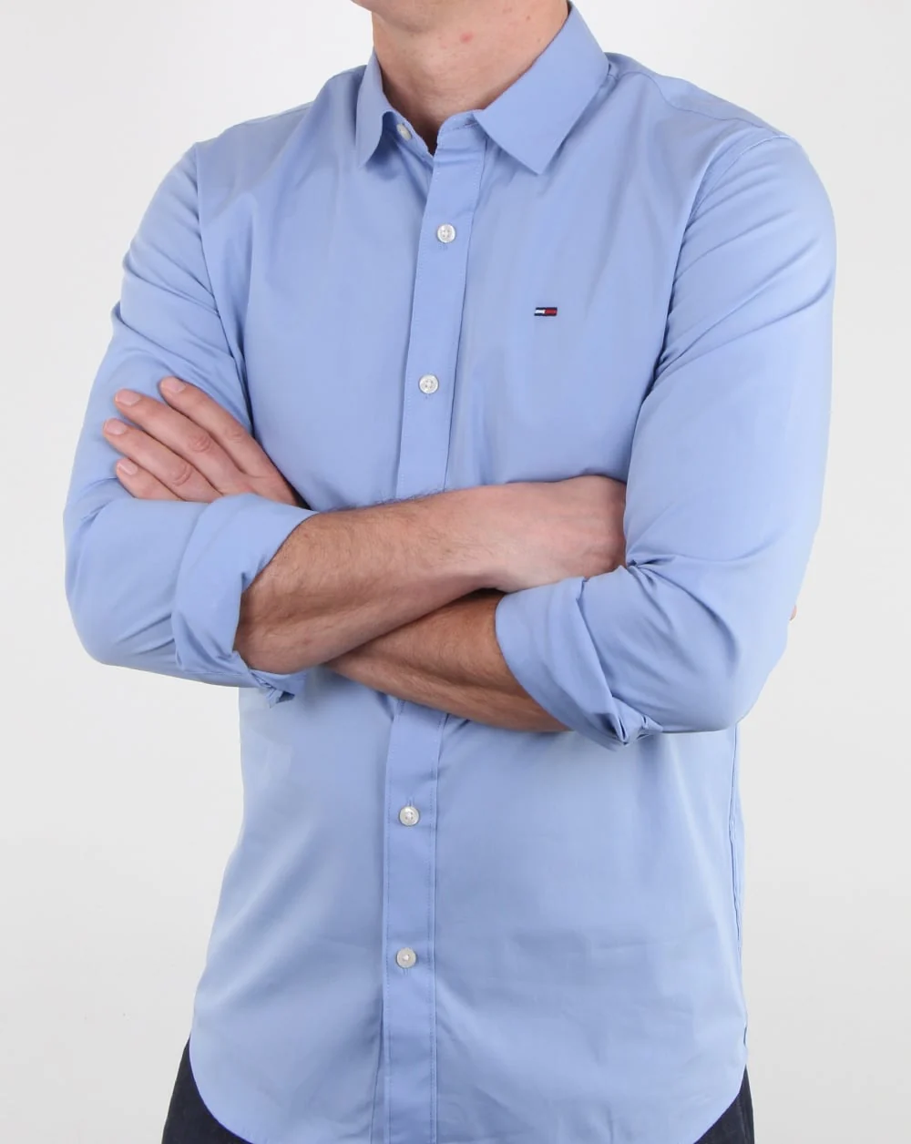 Tommy Hilfiger Cotton Stretch Shirt Deep Sky Blue - Image 4