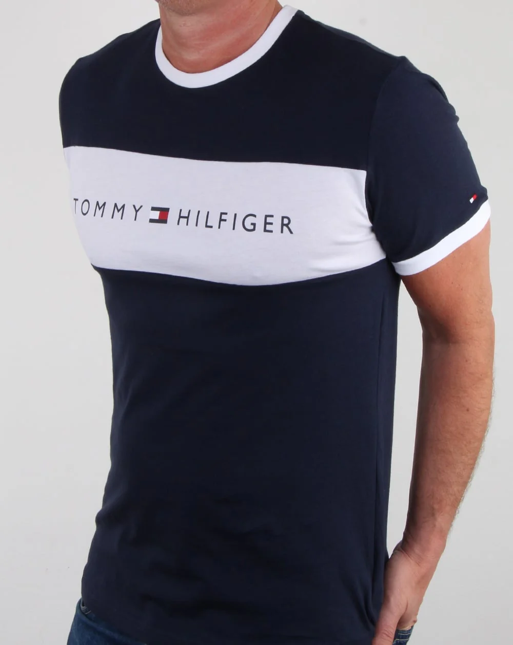 Tommy Hilfiger Flag Logo T Shirt Navy - Image 3