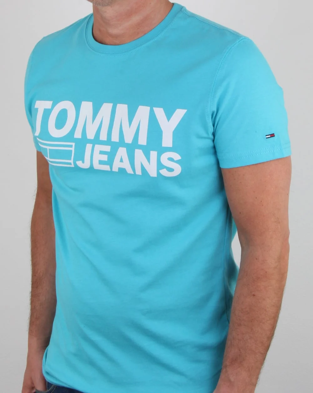 Tommy Hilfiger Logo T Shirt Aqua Blue - Image 3