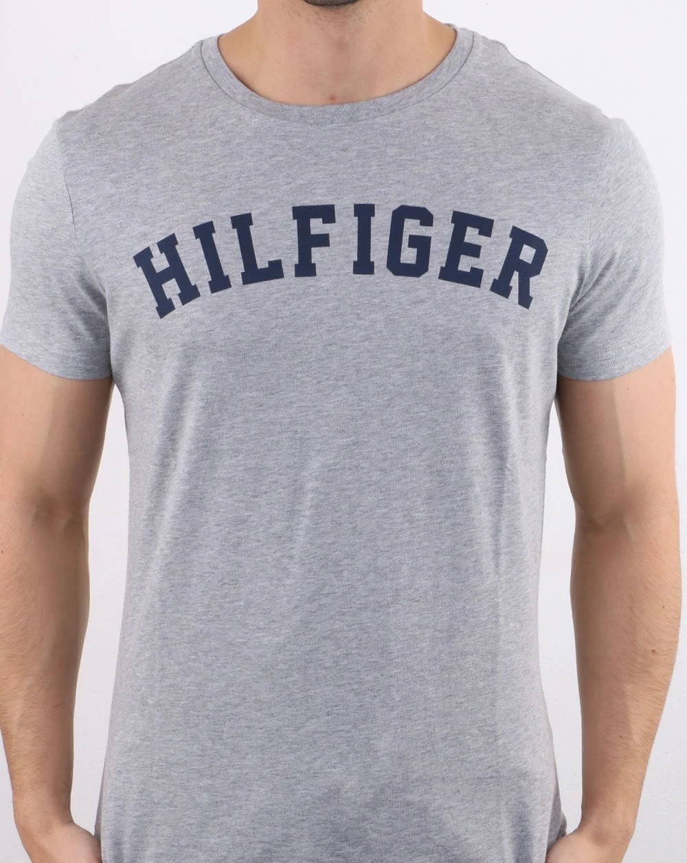 Tommy Hilfiger Logo T Shirt Grey Heather - Image 3