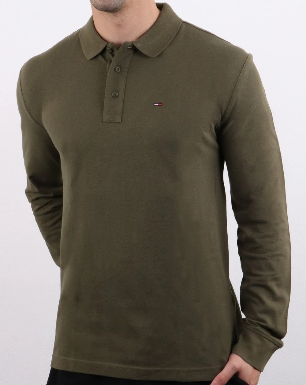Tommy Hilfiger Long Sleeve Polo Olive - Image 2