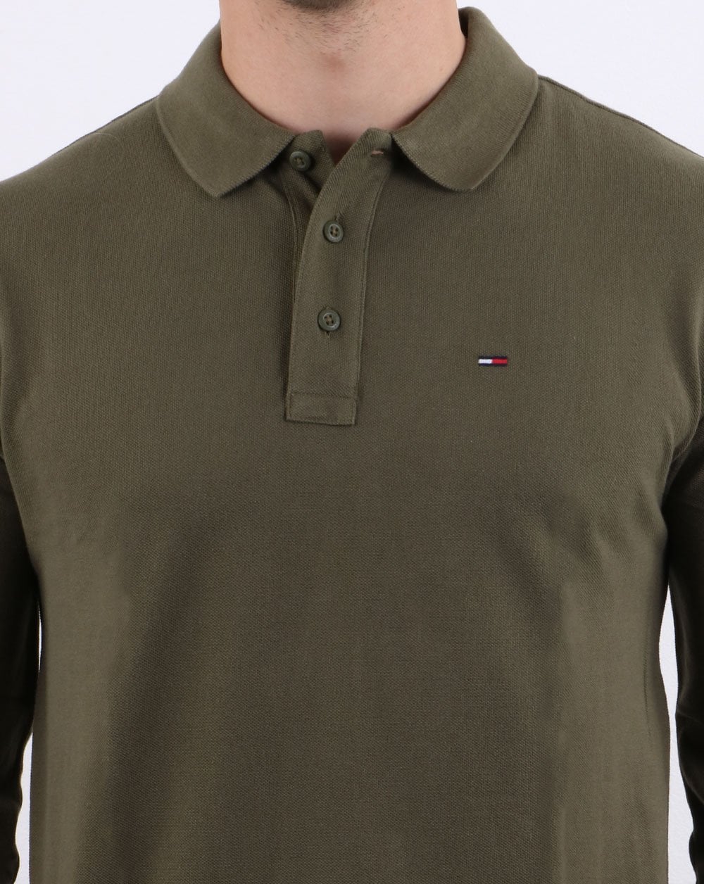 Tommy Hilfiger Long Sleeve Polo Olive - Image 3