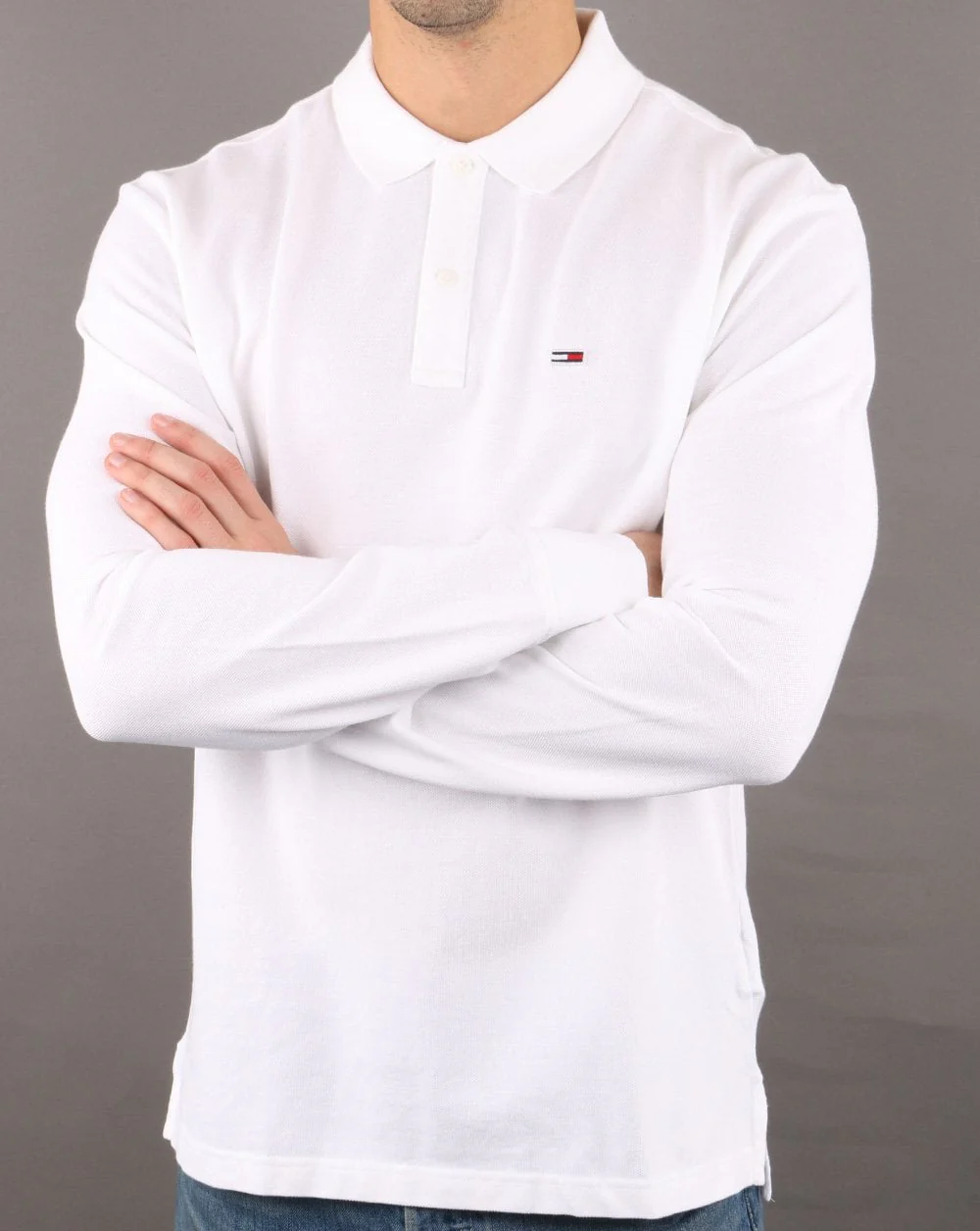Tommy Hilfiger Long Sleeve Polo Shirt Classic White - Image 2