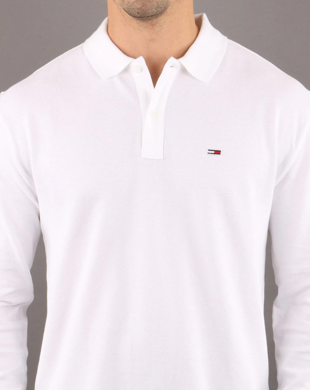 Tommy Hilfiger Long Sleeve Polo Shirt Classic White - Image 4