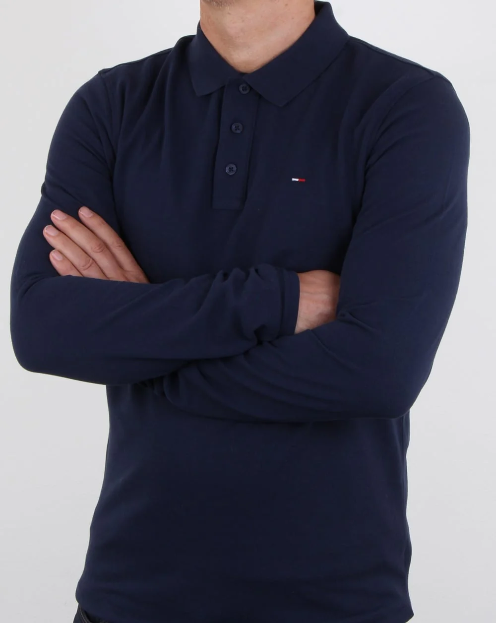 Tommy Hilfiger Long Sleeve Polo Shirt Navy - Image 3