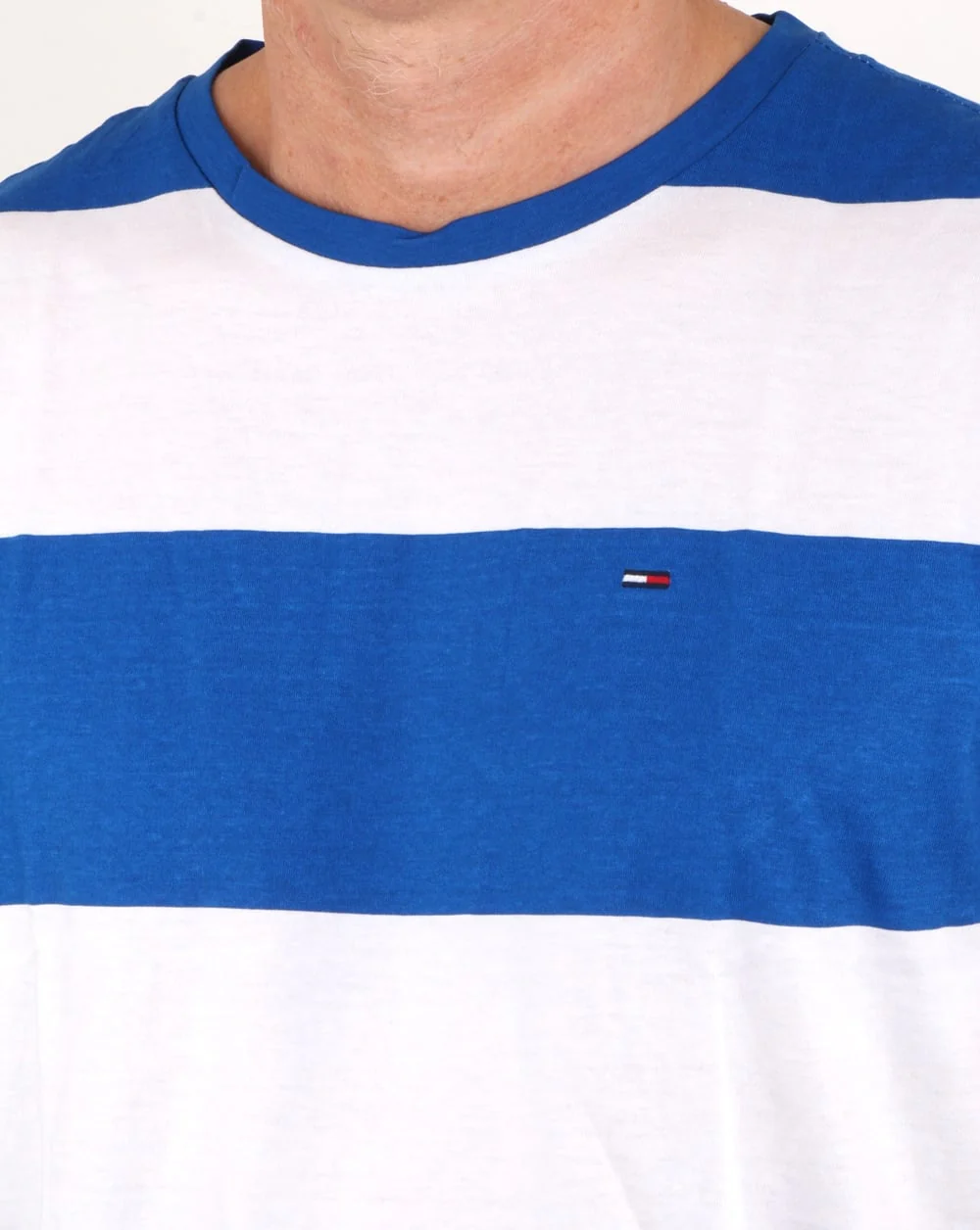 Tommy Hilfiger Race Stripe T Shirt Blue and White - Image 2