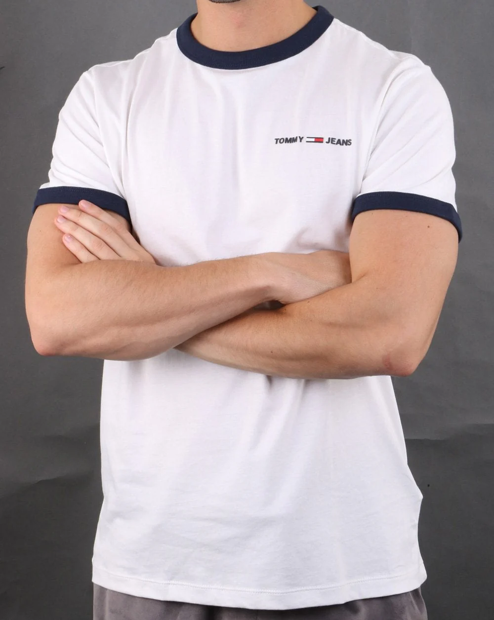 Tommy Hilfiger Ringer T-Shirt White and Navy - Image 3