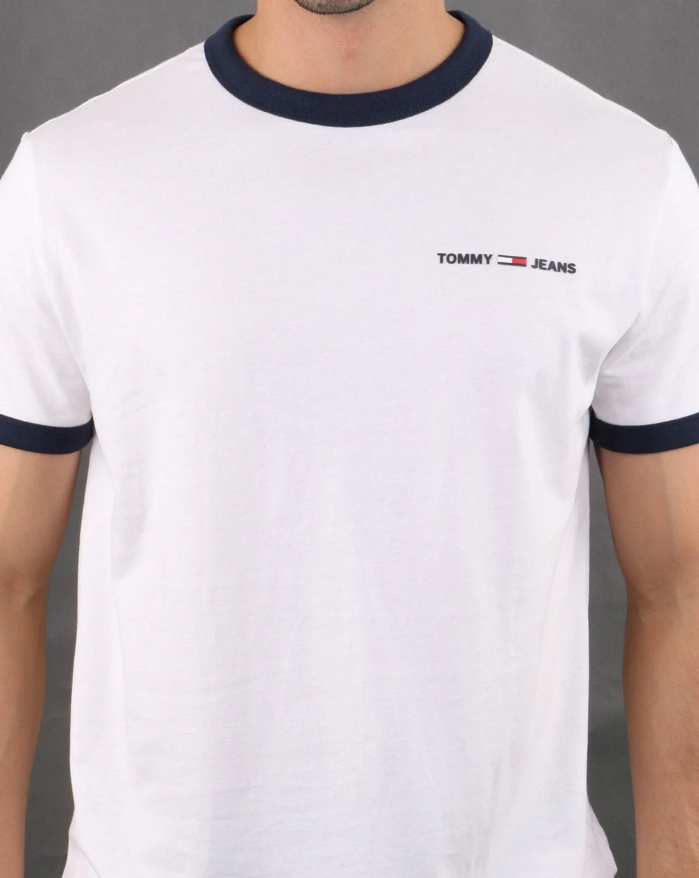 Tommy Hilfiger Ringer T-Shirt White and Navy - Image 4