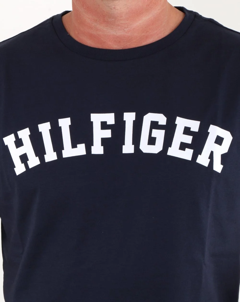 Tommy Hilfiger Text Logo T Shirt Navy - Image 2
