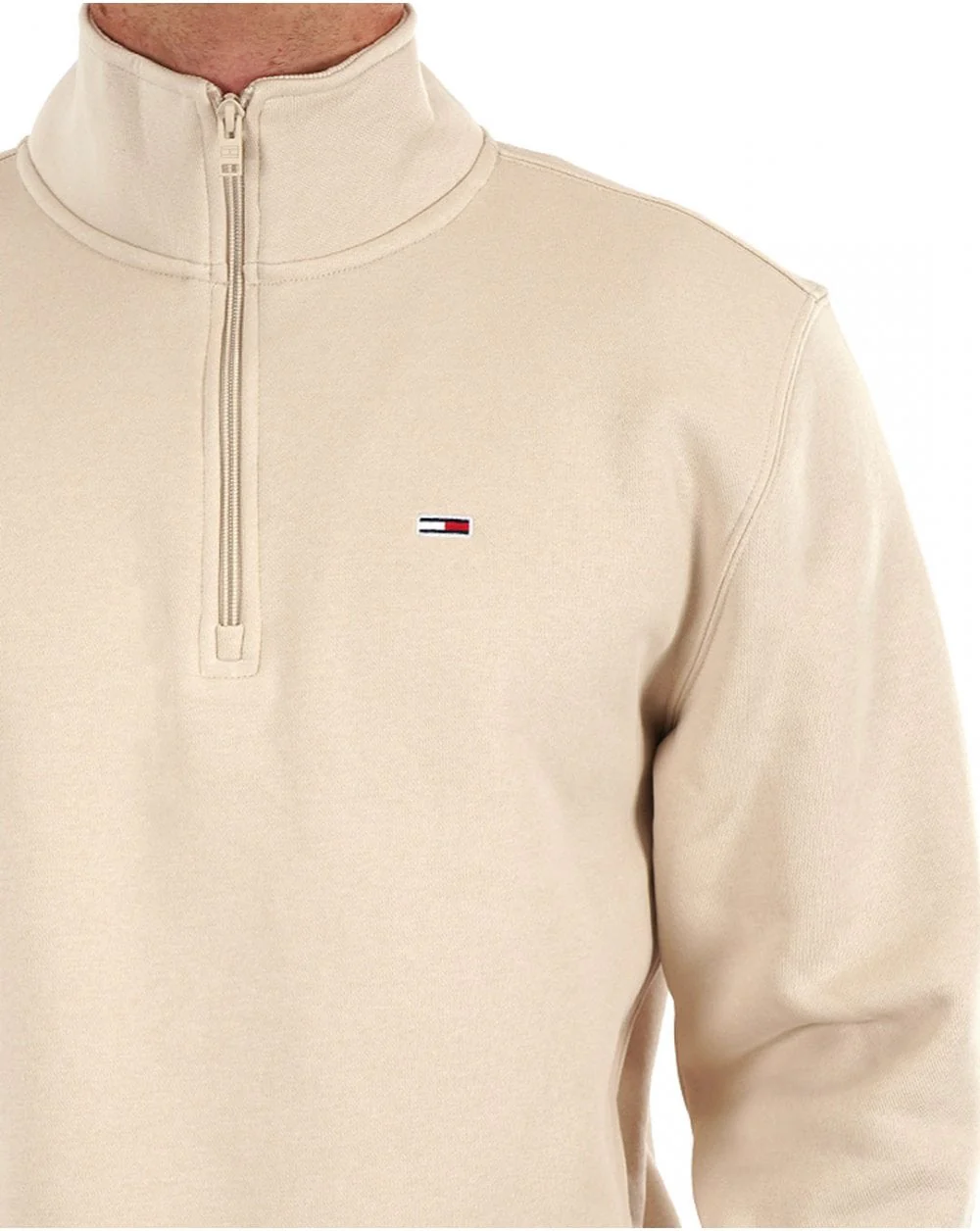 Tommy Jeans 1/4 Zip Neck Sweat Stone - Image 2