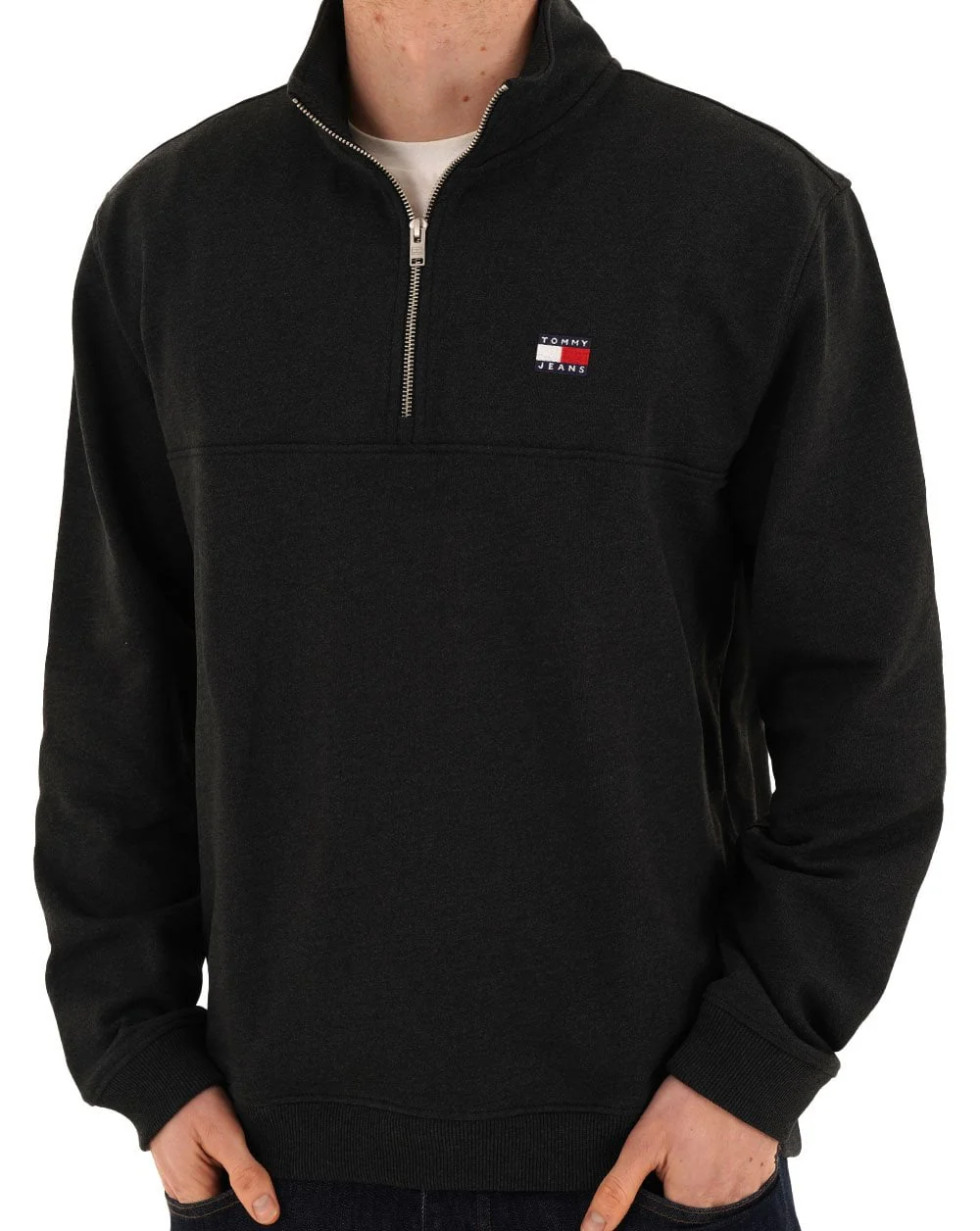 Tommy Jeans Badge 1/4 Zip Sweater Black - Image 3
